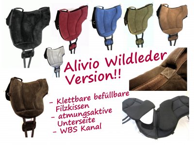 WILDLEDER ALIVIO Reitpad mit WBS Kanal & Kammeraufbau durch befüllbare Filzkissen - klettbar-