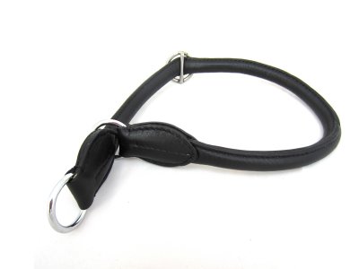 Leder Hundehalsband rundgenht mit Zugstopp aus weichem Nappaleder