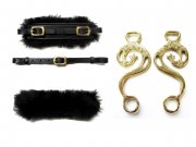 Set Hackamore Barock gold - messingfarben - , verziert, Echt Schaffell