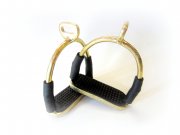 Edler Sicherheits-Steigbügel mit Gelenken, 90° gedreht, Farbe in Gold - Messing, verziert , 1 Paar