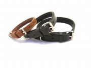 Leder Hundehalsband flach mit Nappaleder gepolstert
